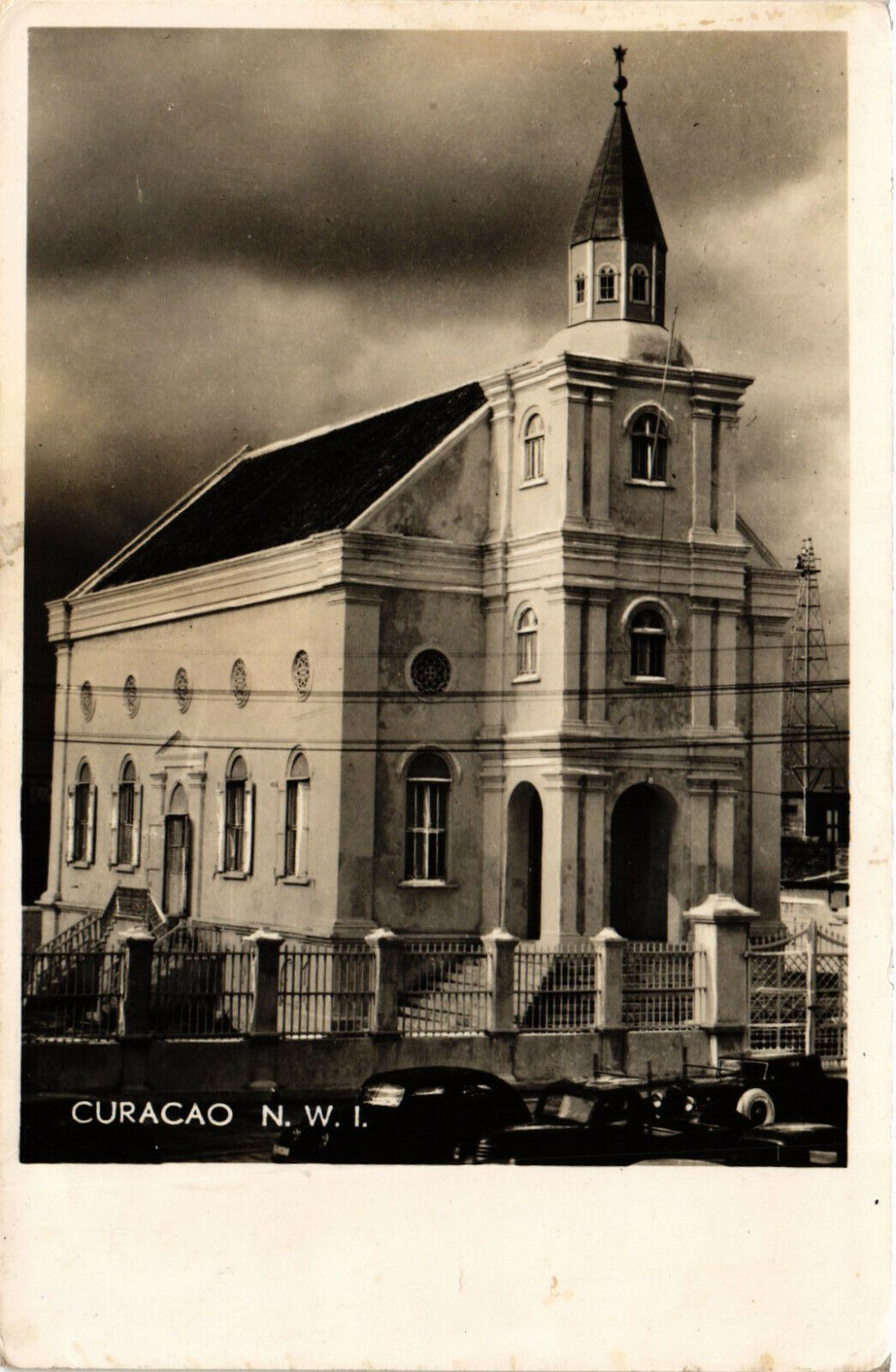 PC CPA JUDAICA, CURACAO, TEMPLE EMANUEL, Vintage REAL PHOTO Postcard (b20122)