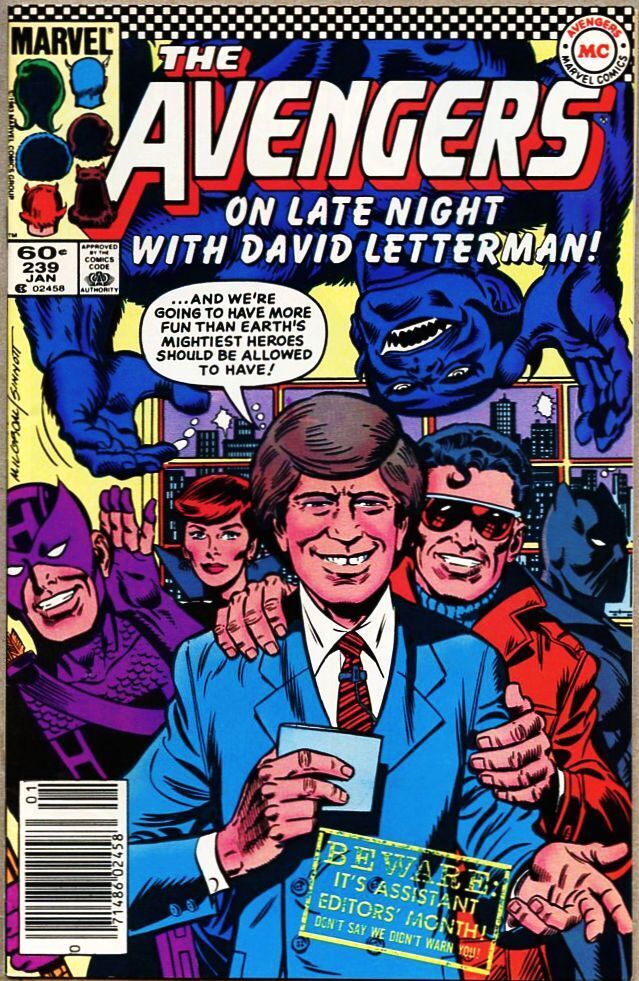 Avengers #239-1984 fn 6.0 David Letterman Mockingbird meets Black Widow Newsstan