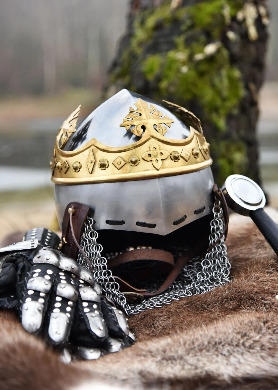 Helmet of Robert the Bruce - Medieval Bascinet with Aventail Historical Replica