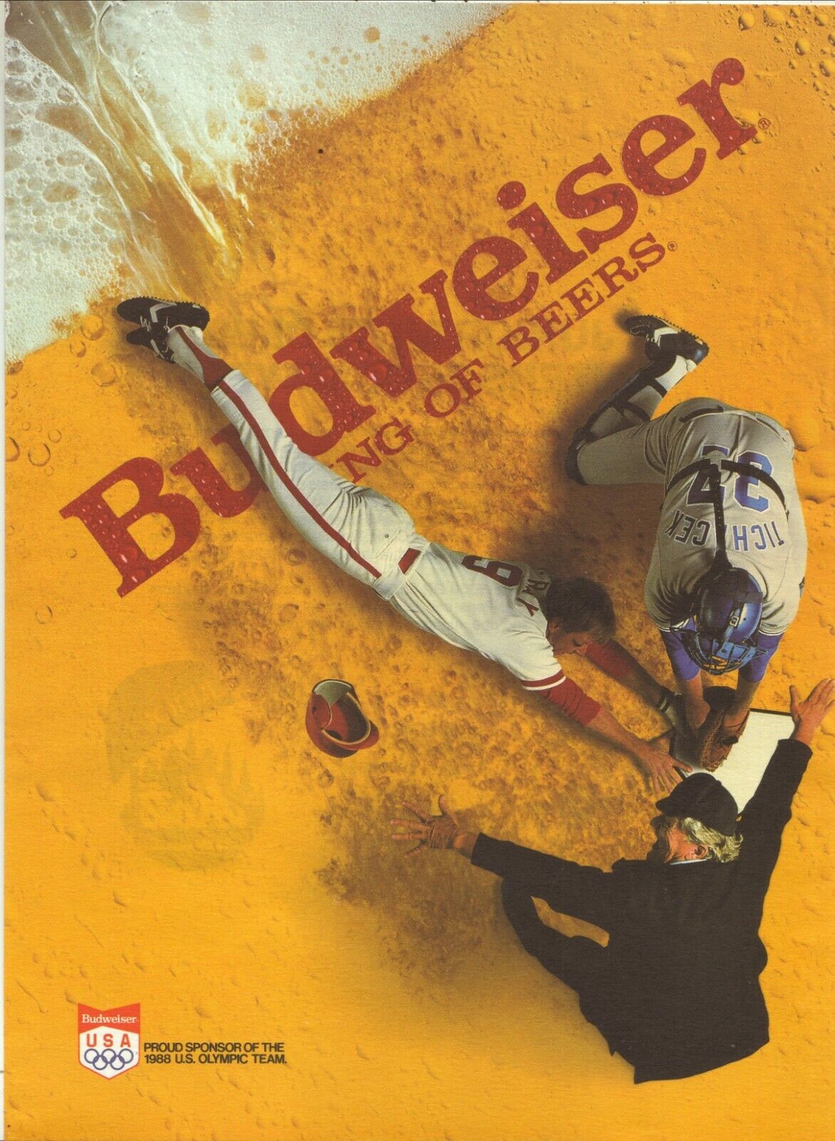 Budweiser--Baseball--King of Beers--1988 Print Ad