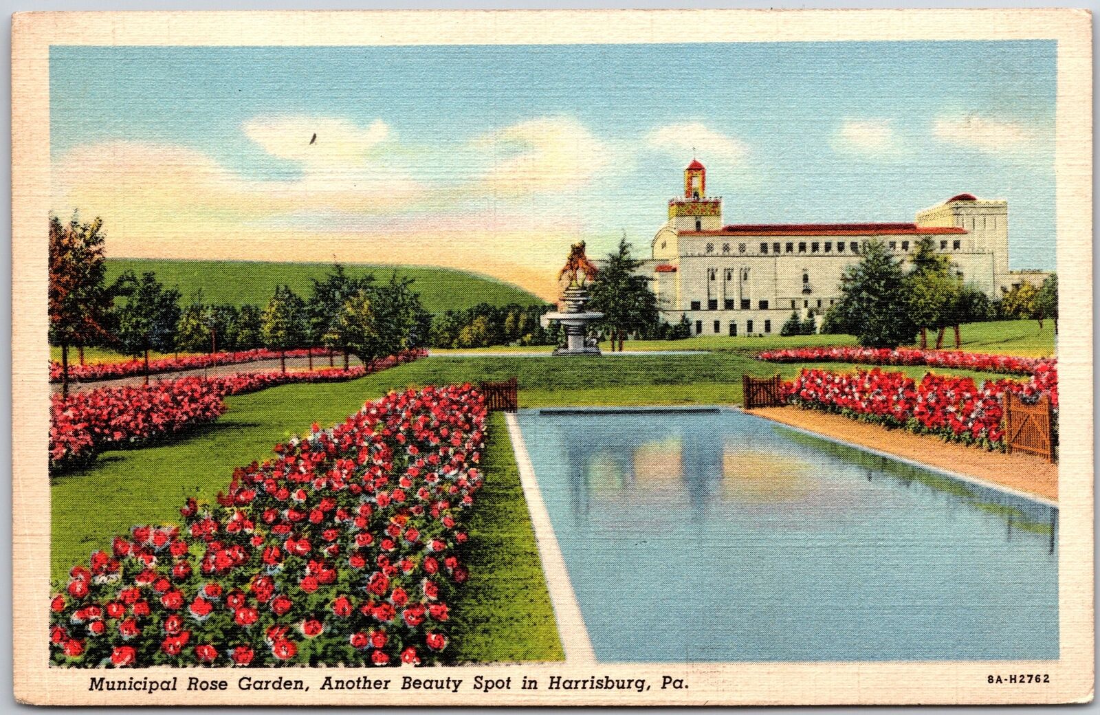 Harrisburg Pennsylvania PA, Municipal Rose Garden, Beauty Spot, Vintage Postcard