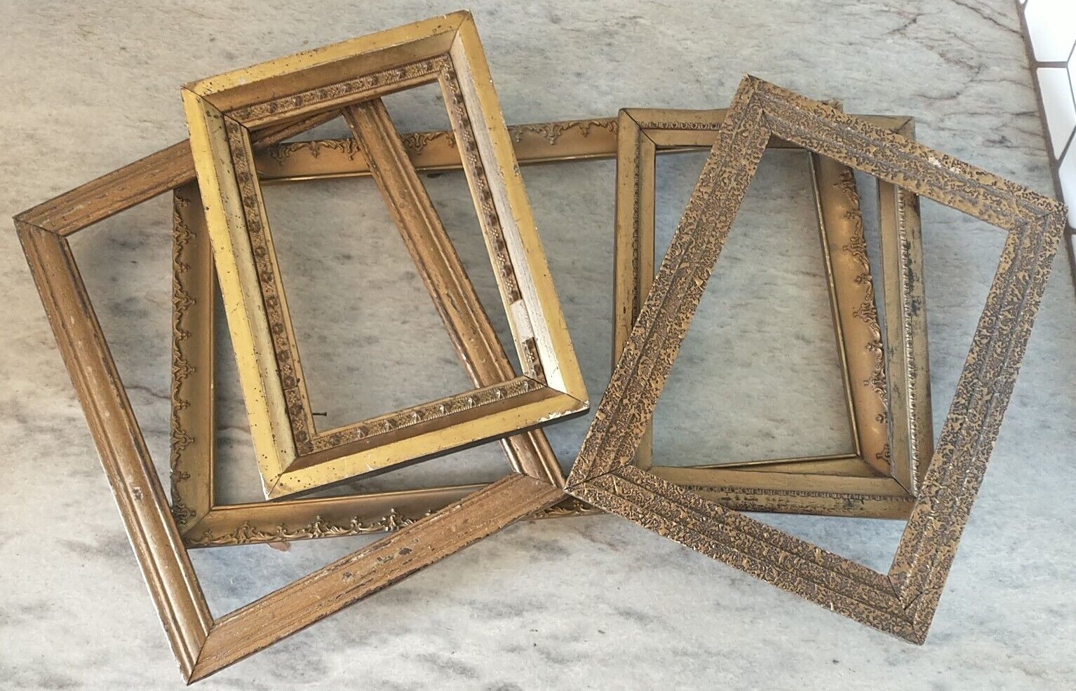 Antique Vintage Picture Frames Wood Gold Art Decor Ornate lot of 5 eco pw