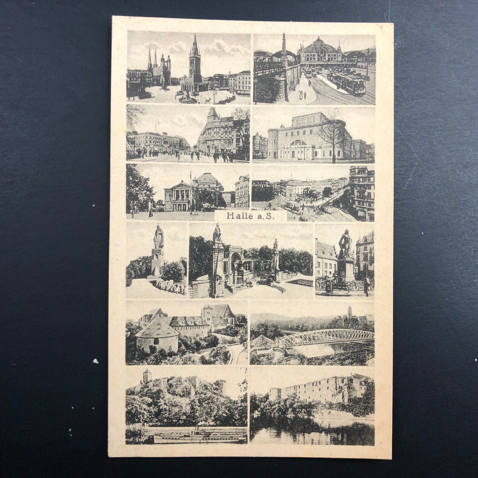 Vintage RPPC Halle Saale Germany Postcard Multi 13 View Antique SCARCE Unusual 