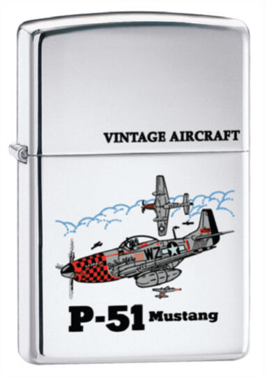 US Army P-51 Mustang WWII Vintage Military Aircraft Chrome Zippo Lighter