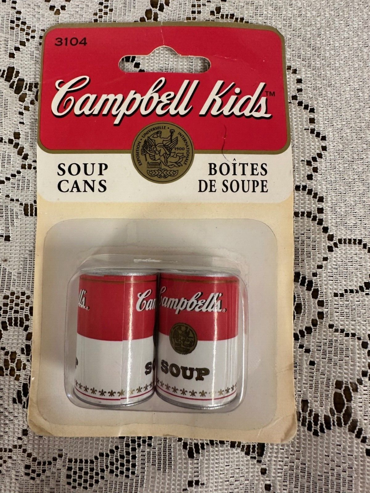 Vintage 1995 Fibre Craft Campbell Kids Soup Cans #3104 In Sealed Package