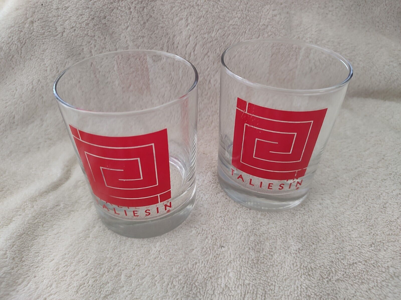 Pair Of Frank Lloyd Wright Taliesin Red Cocktail Glasses 