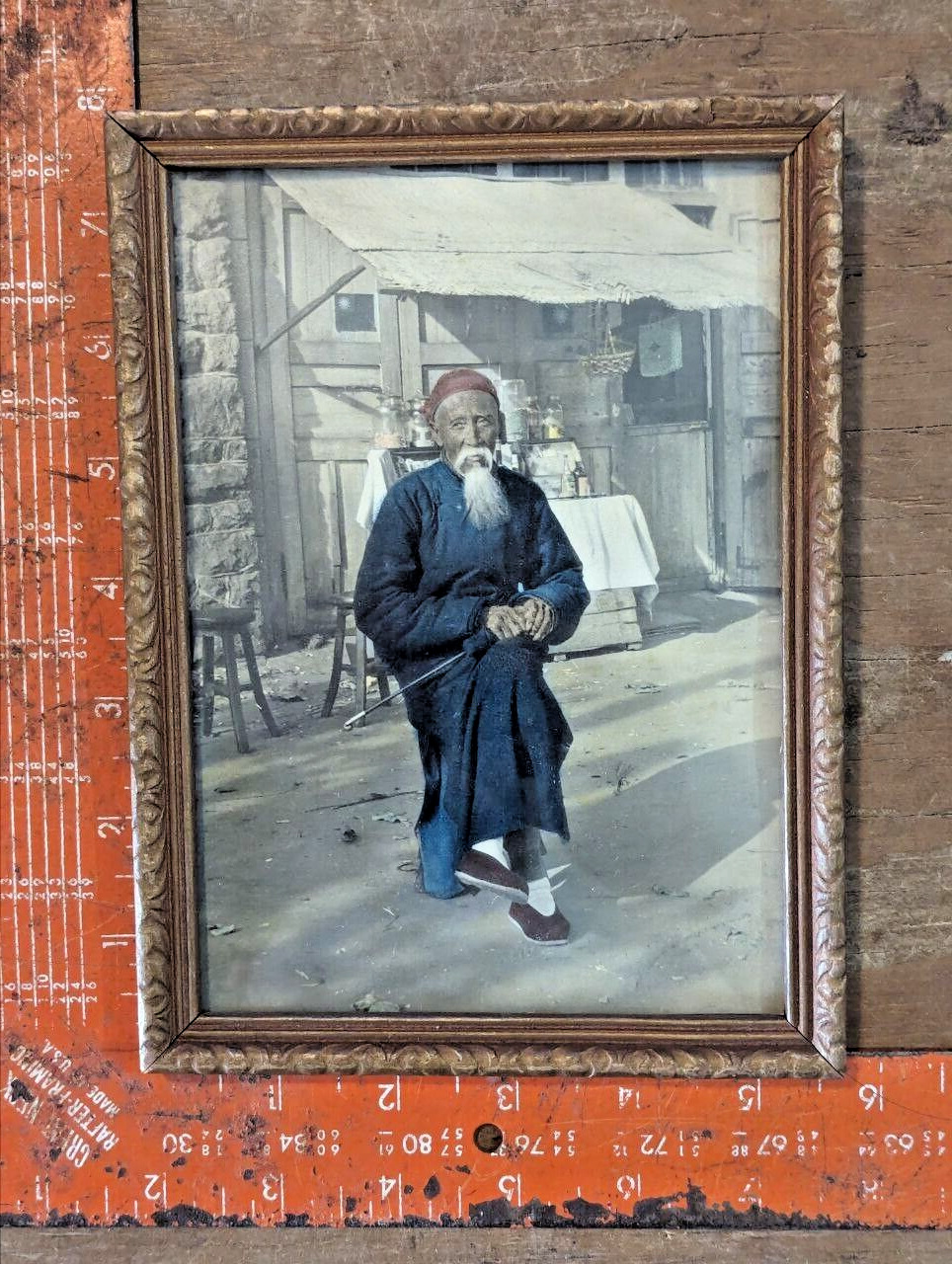 Antique Picture Photochrome Asian Man at Market Detroit Photograph Publishing?