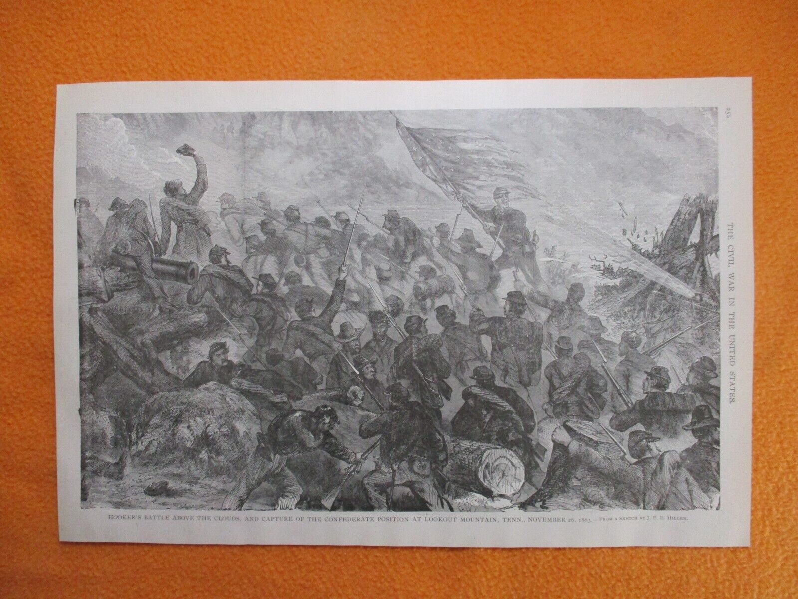 1885 Civil War Print - Battle Above The Clouds, Lookout Mountain, Tennessee 1863