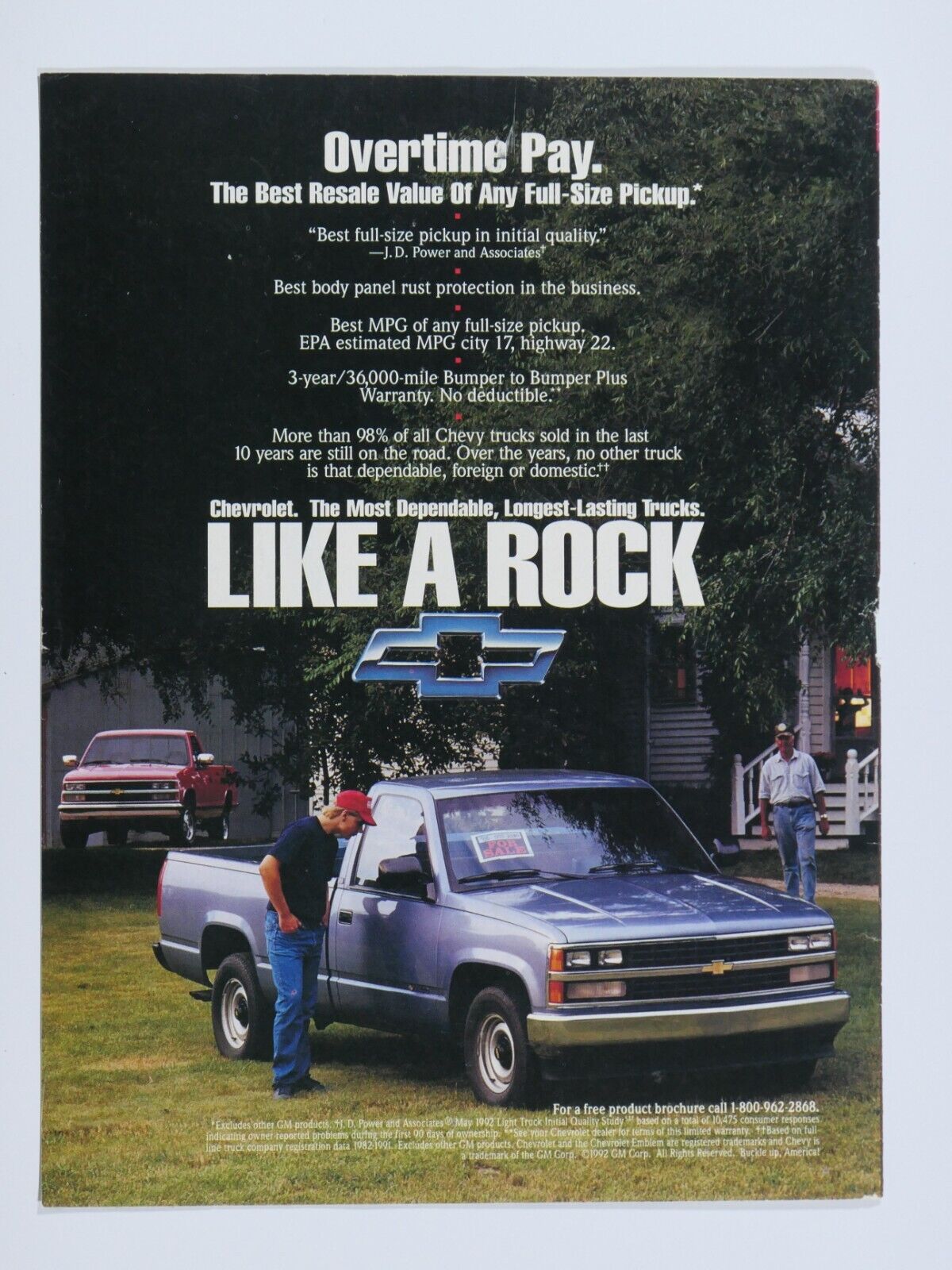 Chevrolet Pickup Truck 1993 Vintage Blue Original Print Ad 8.5 x 11\