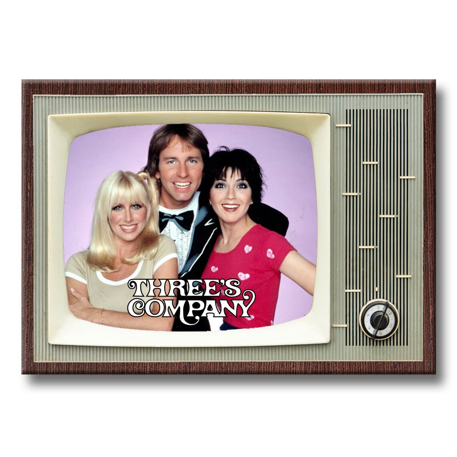 THREE\'S COMPANY Classic TV 3.5 inches x 2.5 inches Steel FRIDGE MAGNET