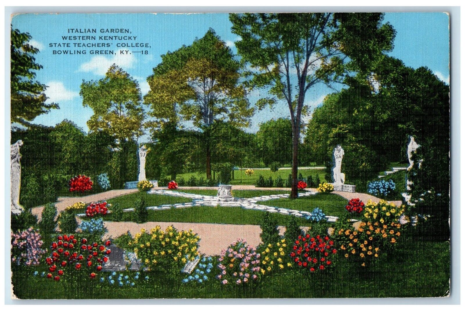 c1940s Italian Garden Western Kentucky Bowling Green Kentucky KY Flower Postcard
