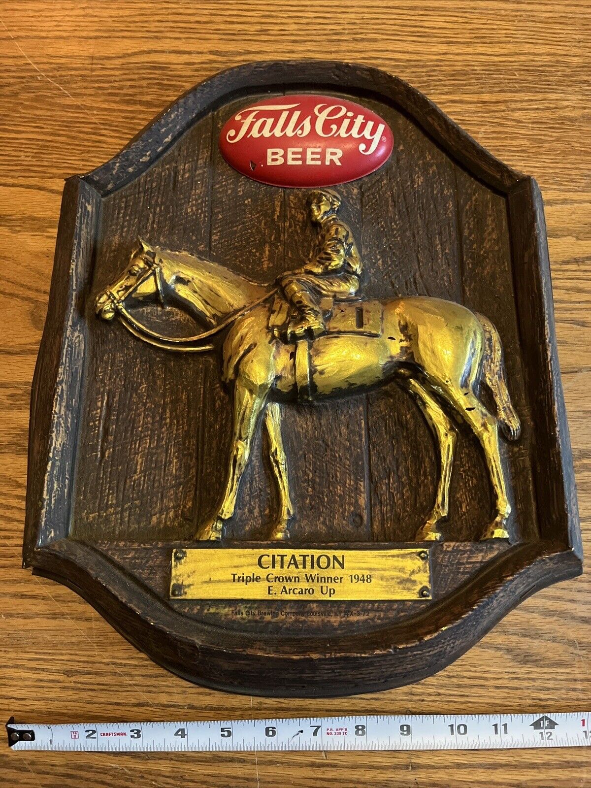 Fall City Beer Sign Display Horse Citation Triple Crown Winner 1948 Rare VTG
