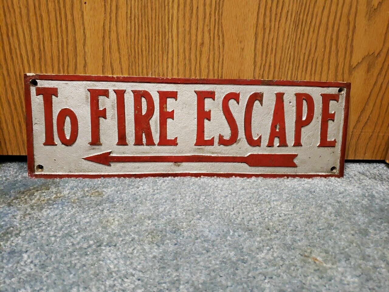 Rare Antique Vintage Brass Bronze To Fire Escape Sign Department Store Gas Oil