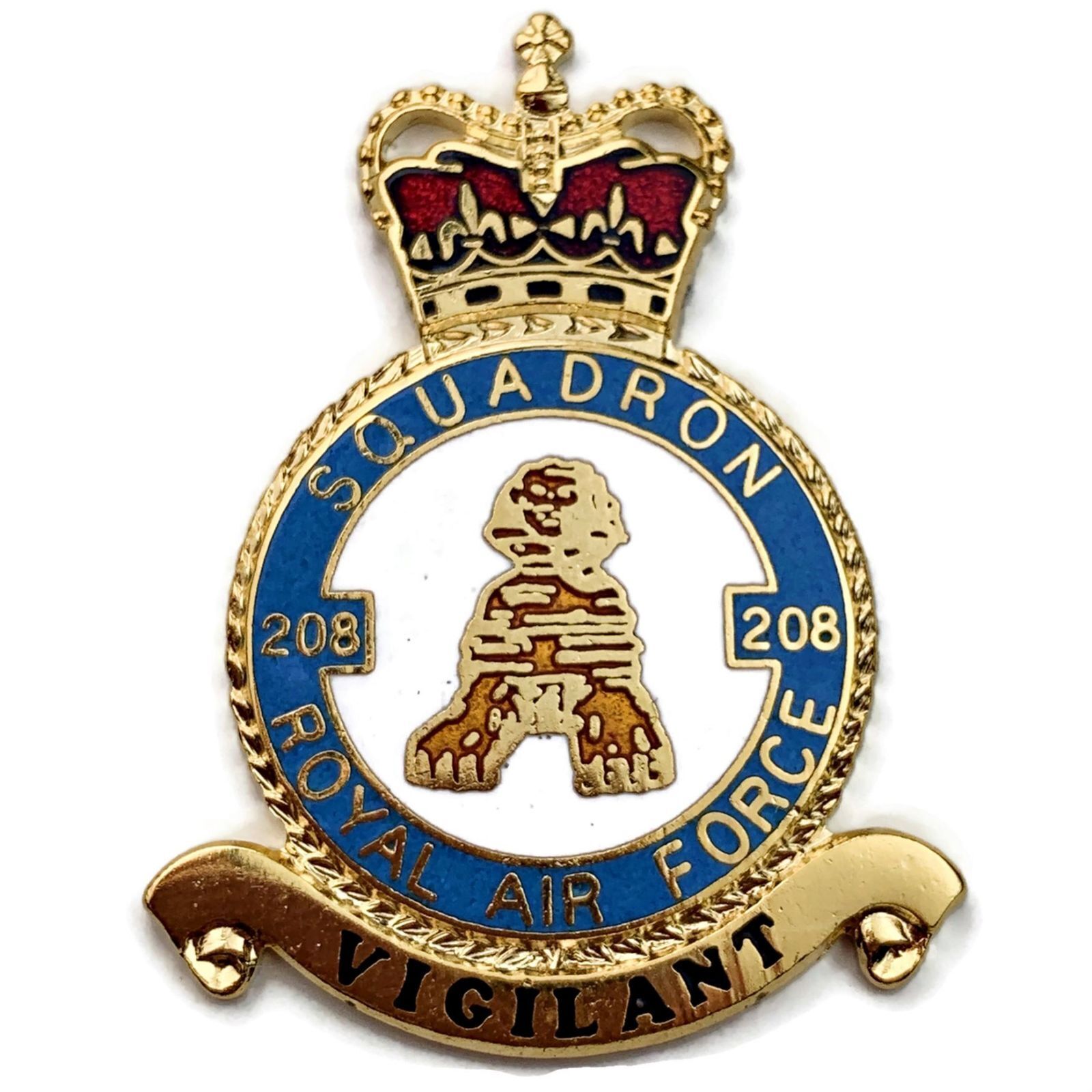 Queens Crown Royal Air Force 208 Squadron Unit RAF PLAQUE Badge
