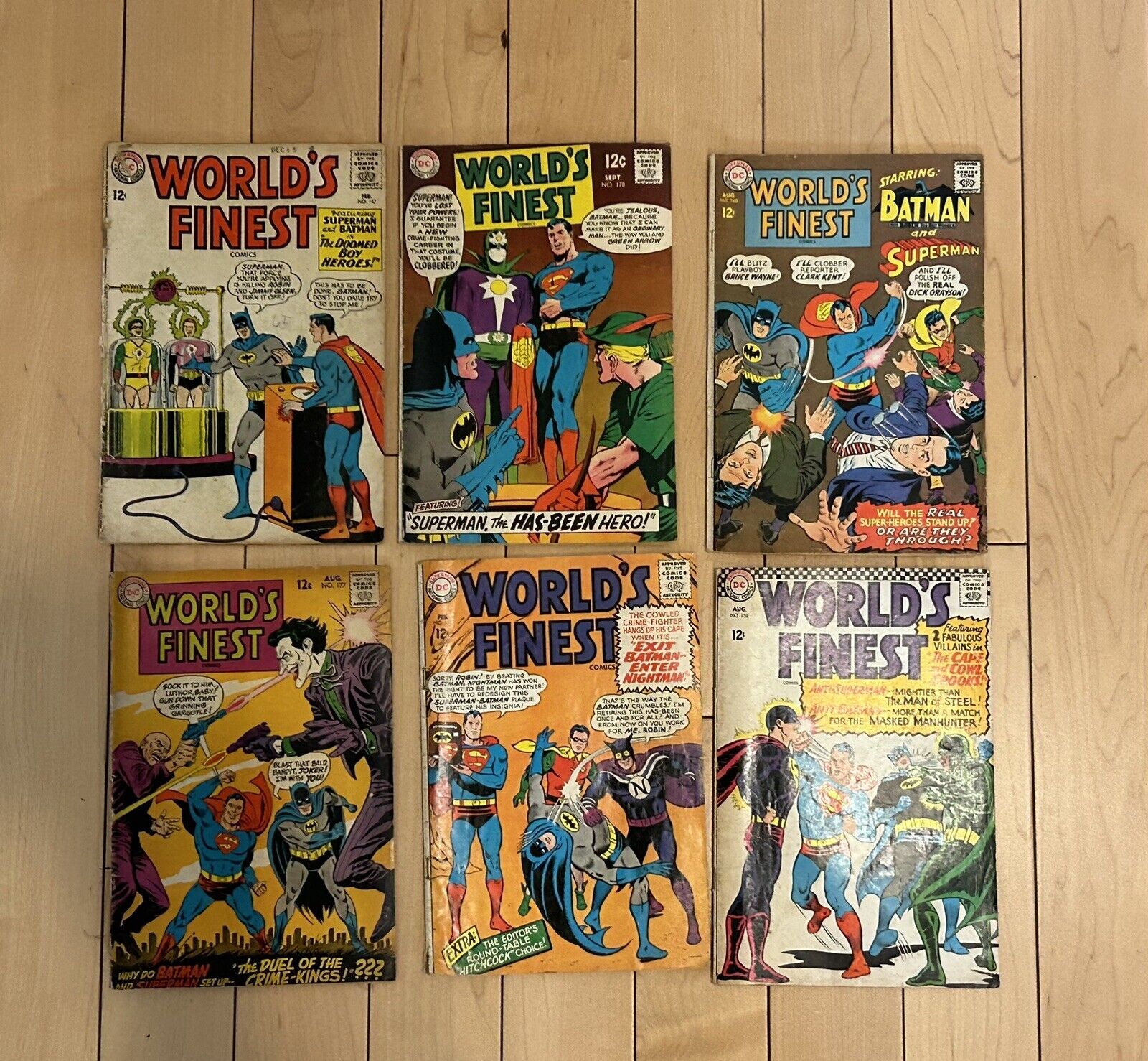 Lot of 6 DC Silver Age Comic Books World\'s Finest 1960s / Low Grade