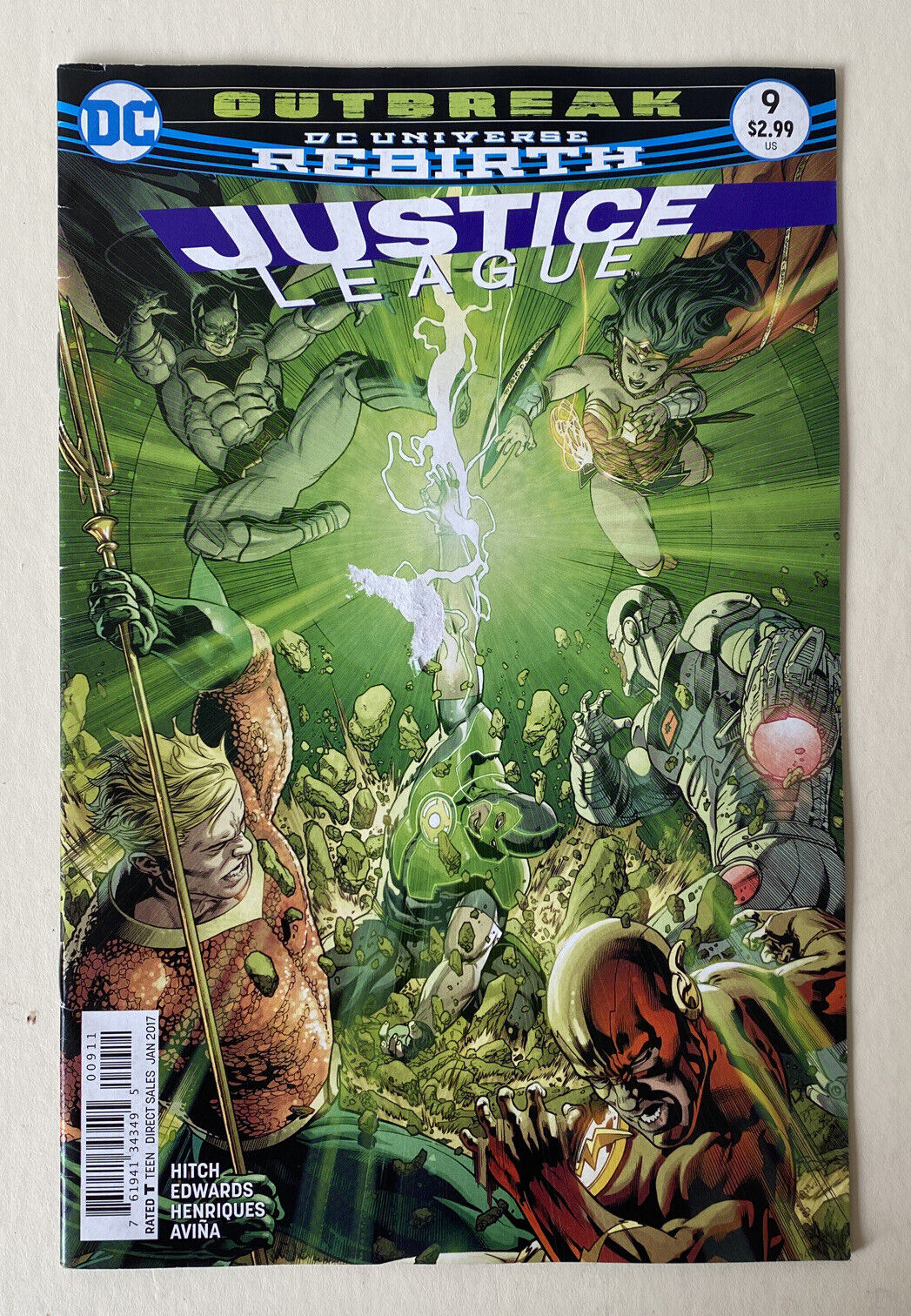 JUSTICE LEAGUE #9 (2017) DC UNIVERSE REBIRTH COMICS OUTBREAK BRYAN HITCH