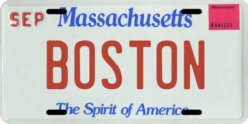 Boston Massachusetts Aluminum MA License Plate 