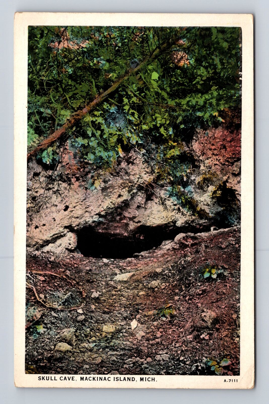 Mackinac Island MI-Michigan, Skull Cave, Antique, Vintage Souvenir Postcard