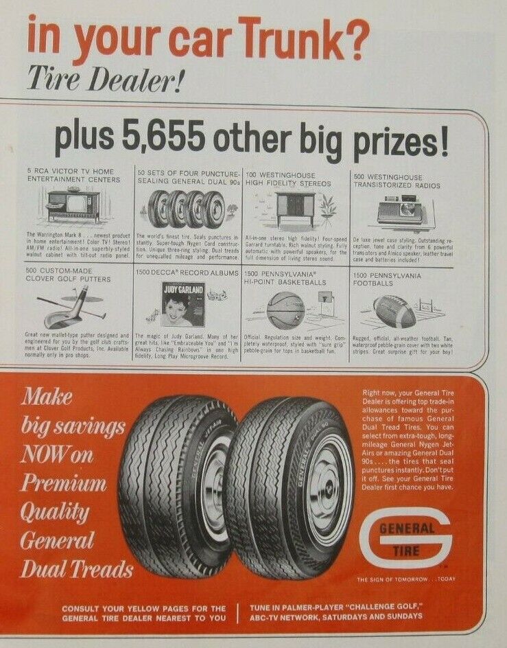 General Car Truck Tire 5655 Prizes/Pepsi Cola Print Ads (B9)