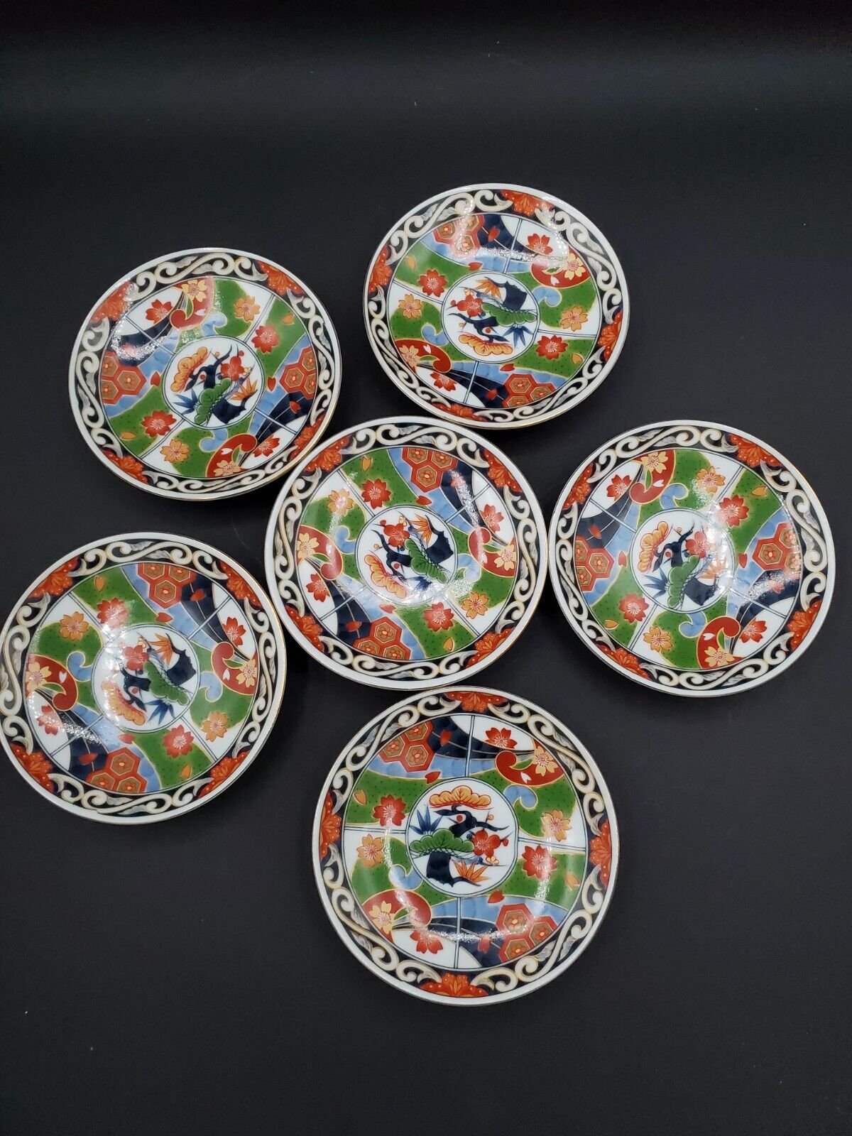 Vintage 1970\'s Andrea by Sadek Asian Decorative Signed Plates 4.75” Set of 6