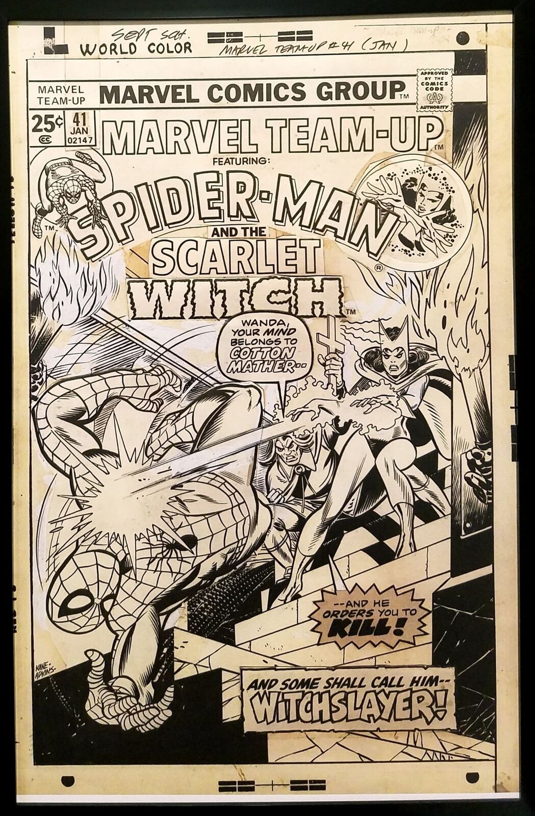 Marvel Team-Up #41 Scarlet Witch Gil Kane 11x17 FRAMED Original Art Poster Comic