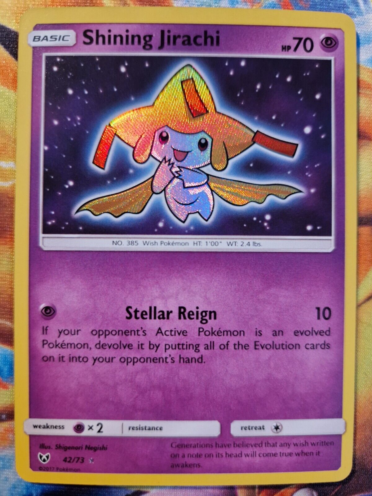 Shining Jirachi Pokemon Card, Shining Legends, 42/70