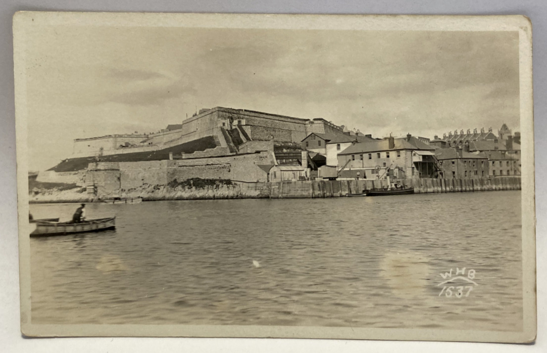 RPPC Fort, River, Boat, Unknown Location, Vintage Real Photo Postcard