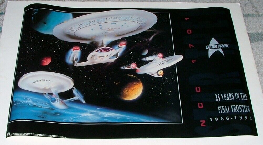STAR TREK ORIGINAL VINTAGE POSTER - 1991 - 25 YEARS OF THE ENTERPRISE - 24X36