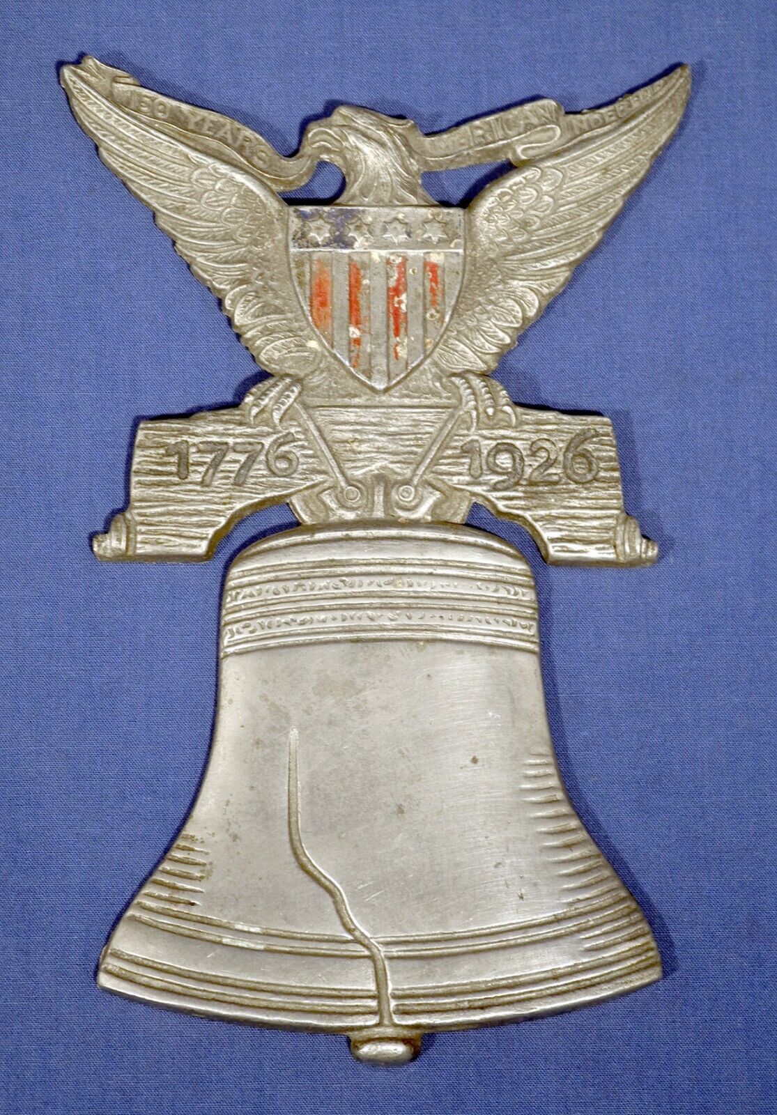 Vtg Antique Cast Iron 1776-1926 Centennial Liberty Bell with Eagle Plaque Rare