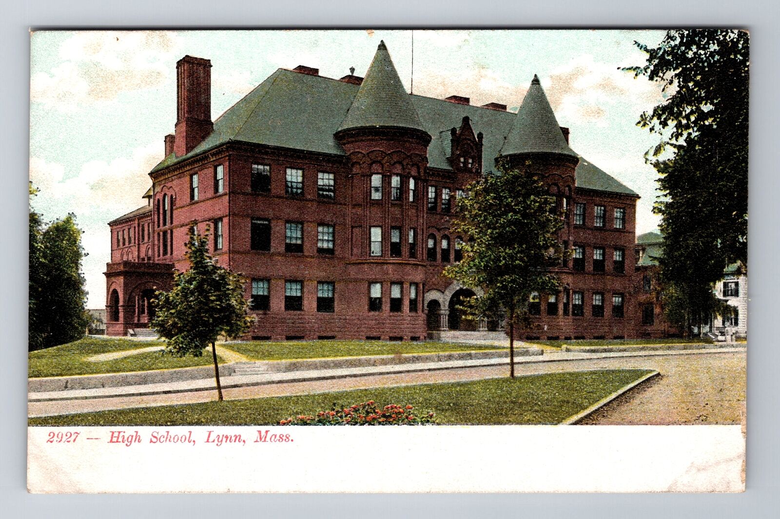 Lynn MA-Massachusetts, High School Building, Antique Vintage Souvenir Postcard