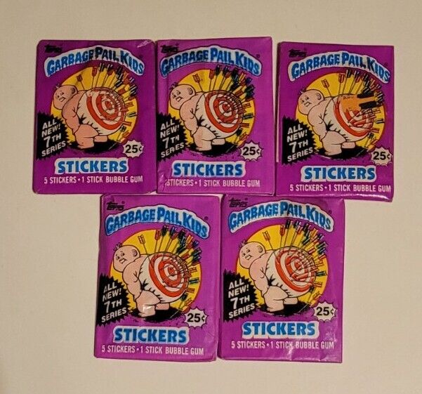 1987 Topps Garbage Pail Kids 7th Series Factory Sealed Pack Lot Of 5
