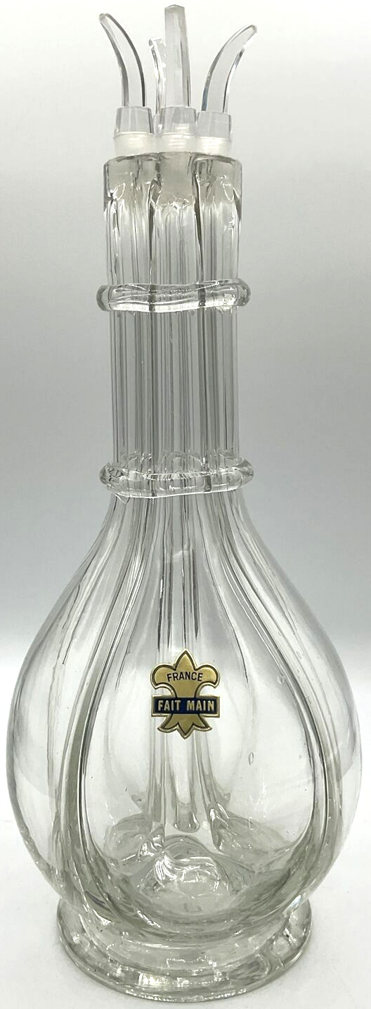 Vintage MCM Four Chamber Glass Decanter Made in France Fait Main Barware Liquor