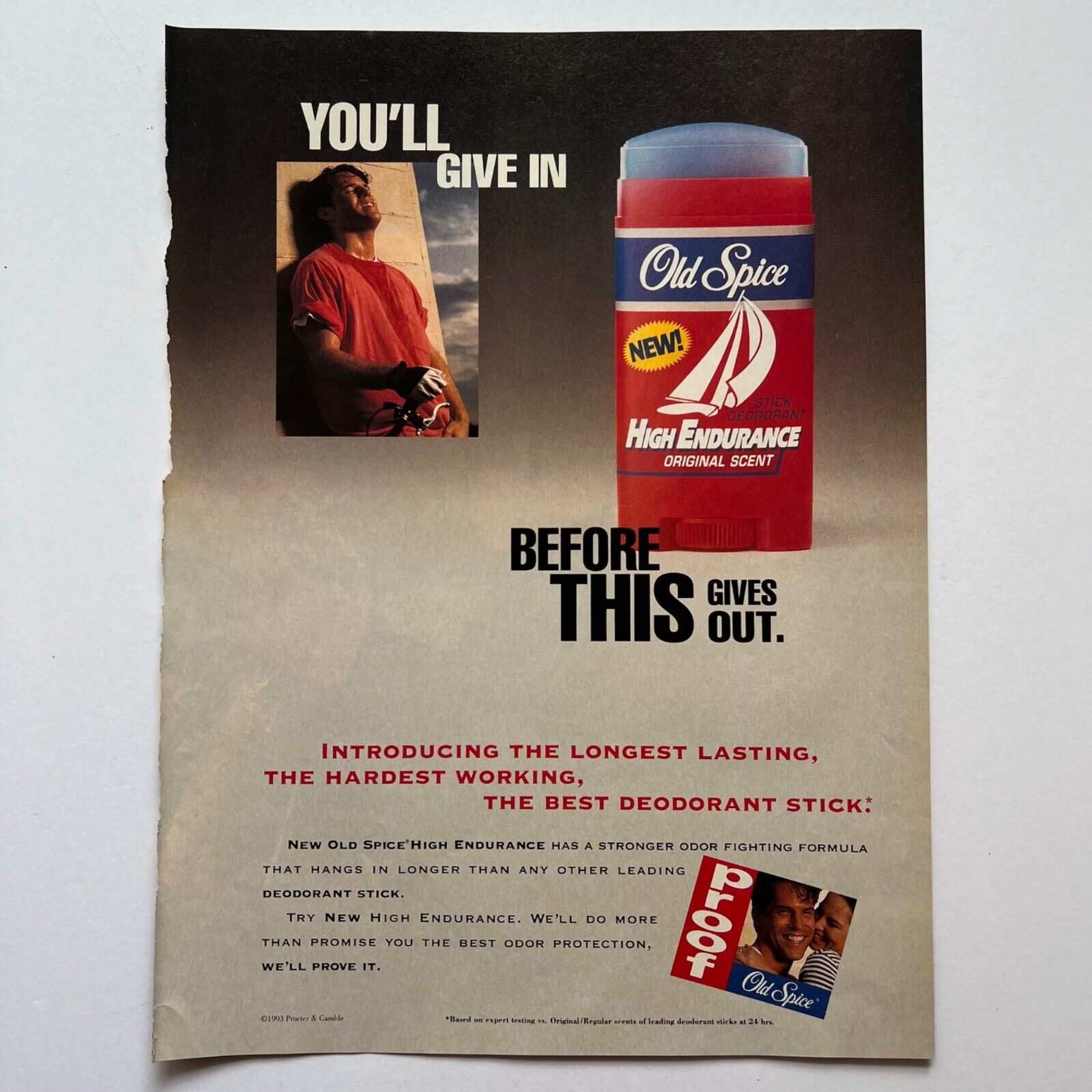 Vintage Old Spice Deodorant Magazine Print Ad 1993 Full Page Color Advertisement