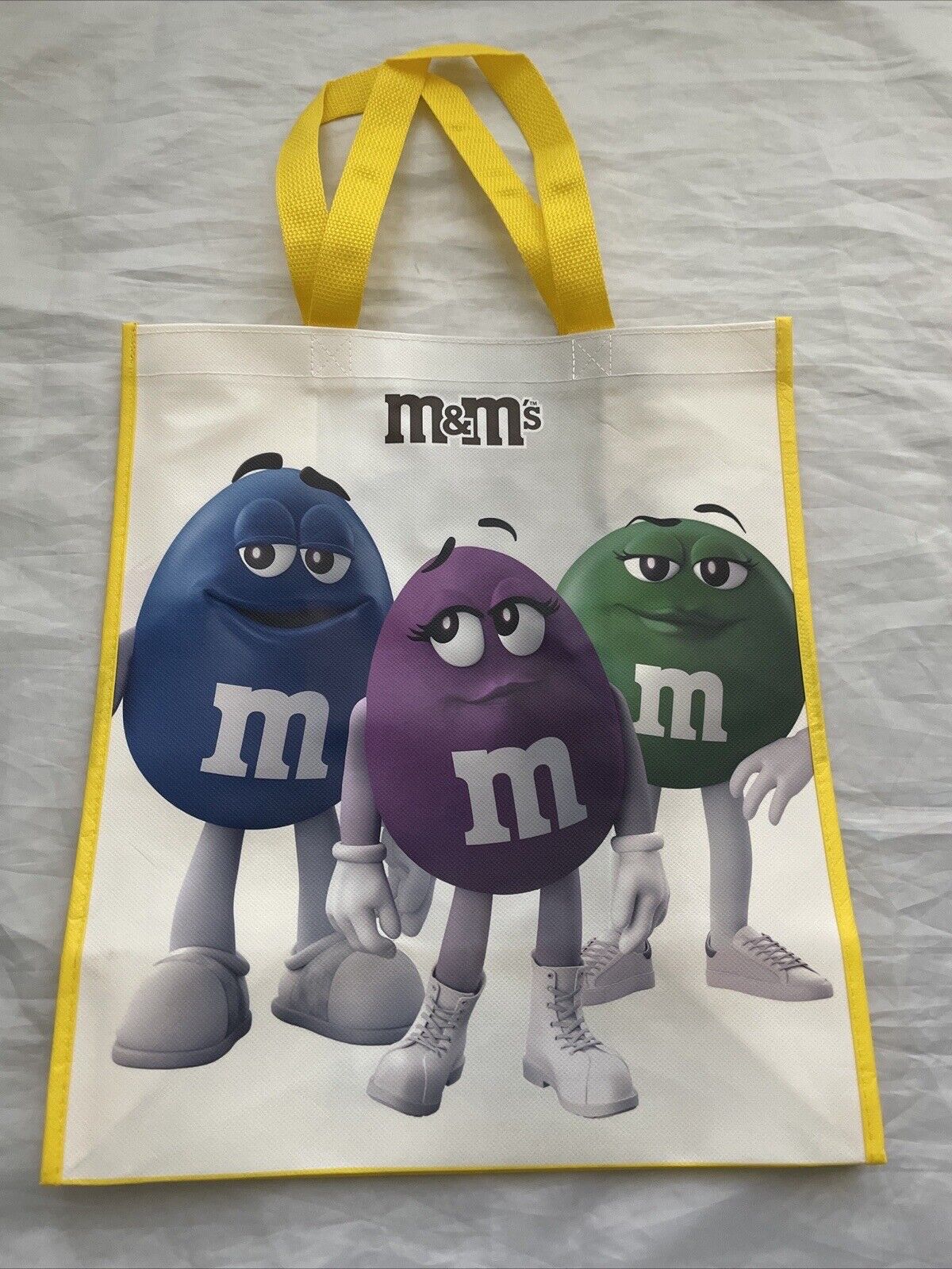 M&M\'S WORLD M&M LARGE CARRY / TOTE BAG YELLOW REUSABLE Halloween Trick Treat