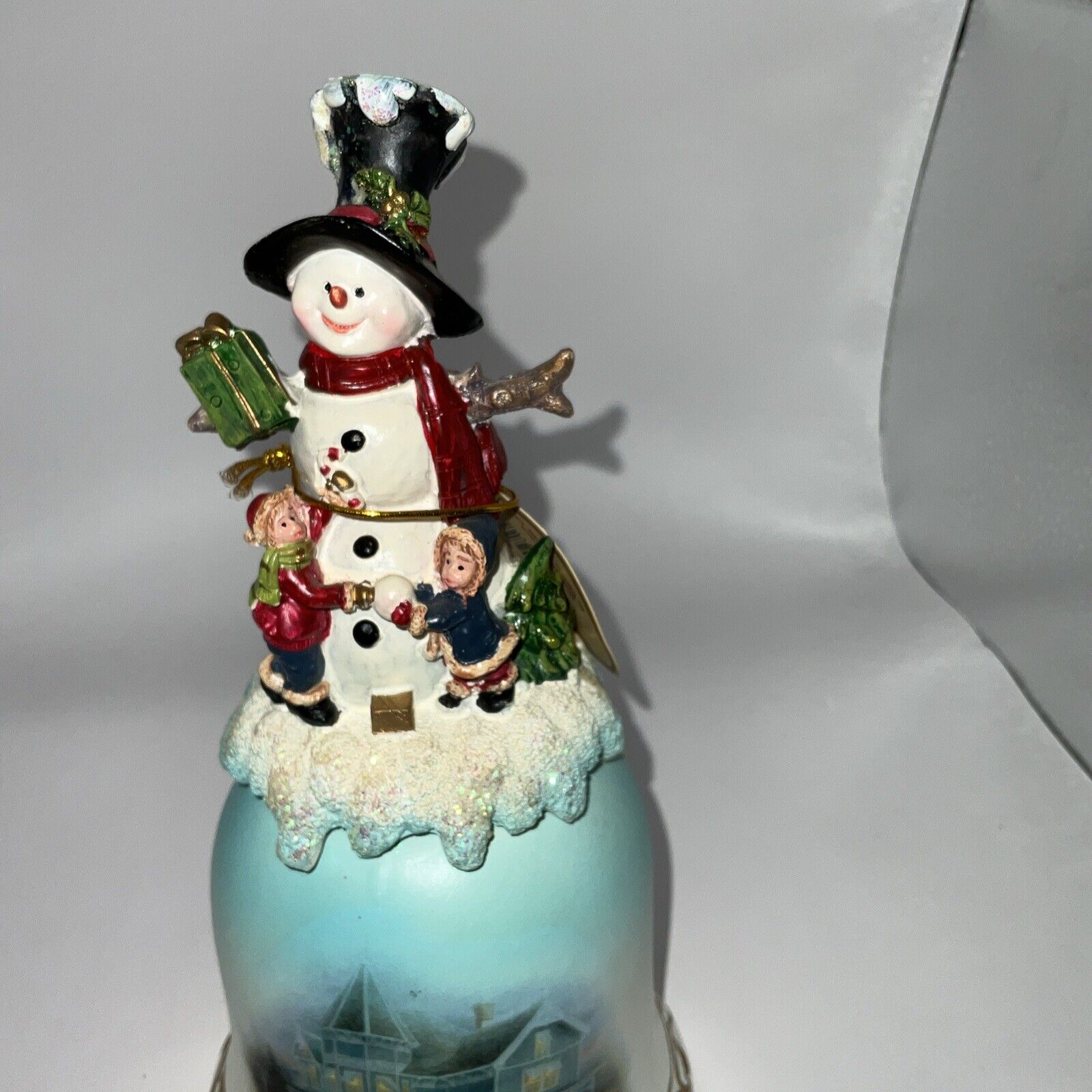 Vintage Christmas Snowman With Children Bell