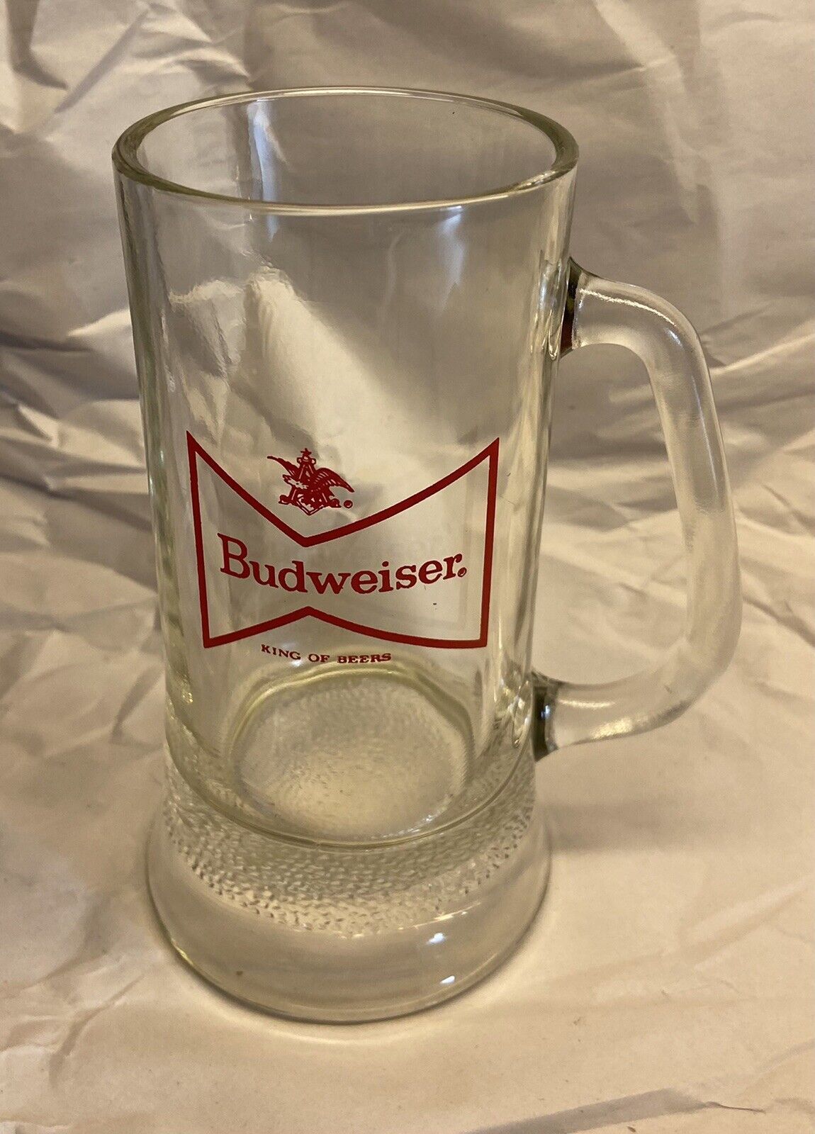 Budweiser Red Logo Beer Glass with Handle 16 oz  Wide Base Gift