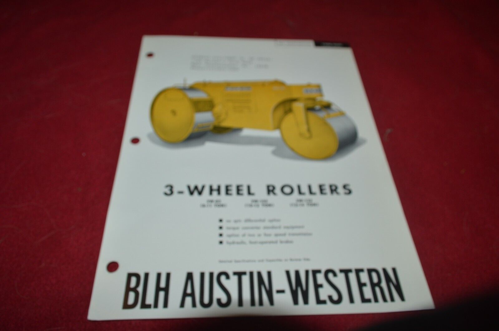 Austin Western 3W-83 3w-102 3W-122 Roller Brochure FCCA