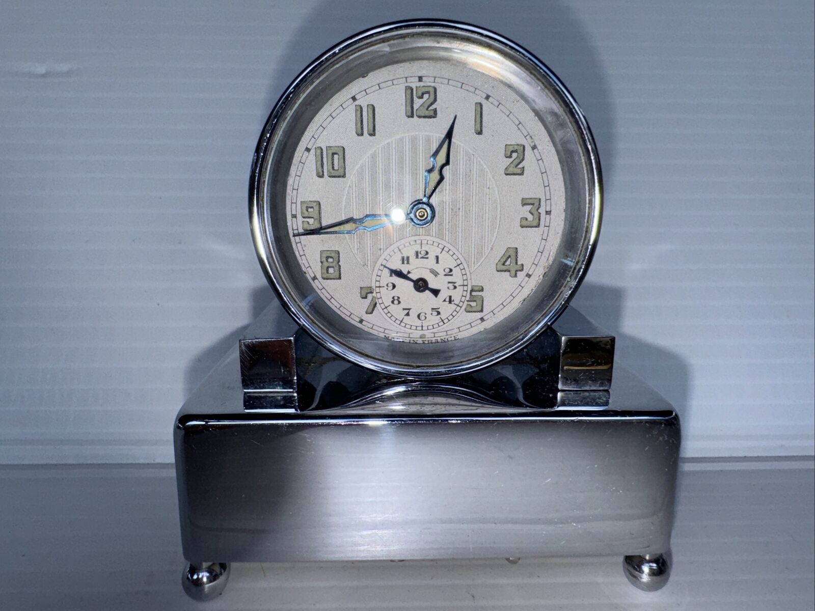 Vintage Claude Art Deco Music Box Alarm Clock French Made in France