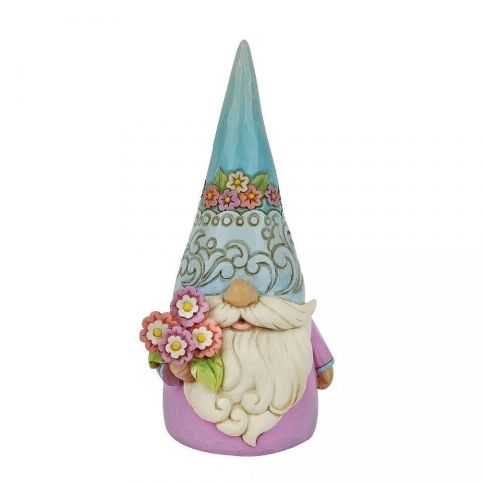 Jim Shore GNOME WITH FLOWERS FIGURINE-BLOOMIN\' GNOME 6010286 BRAND NEW IN BOX