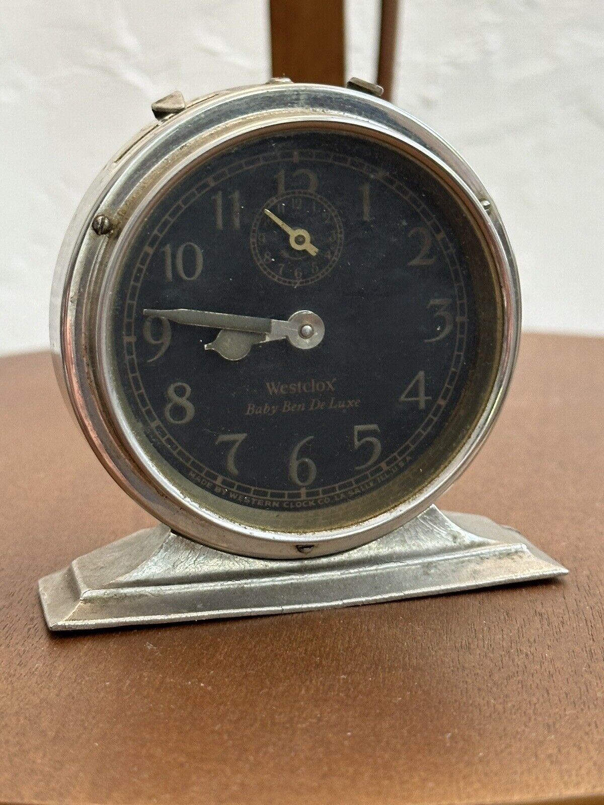 RARE Antique 1927 SILVER Westclox Baby Ben De Luxe Alarm Clock WORKS