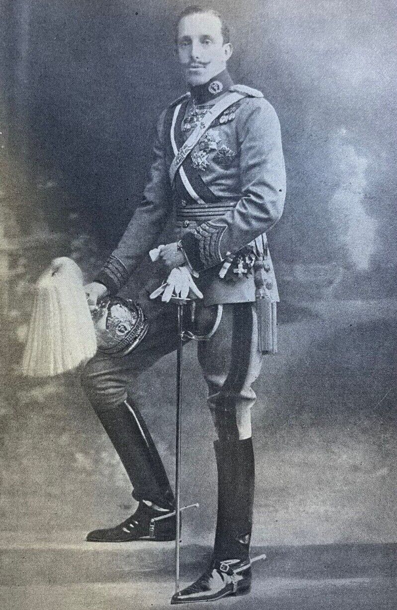 1919 Vintage Magazine Illustration Alphonso XIII King of Spain