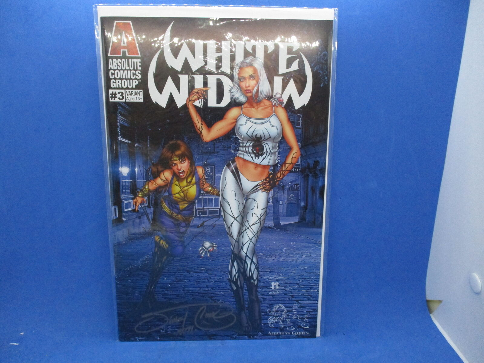 White Widow #3 Sexy Jeremy Clark SIGNED Stunning Blue Cover Hard to find HTF