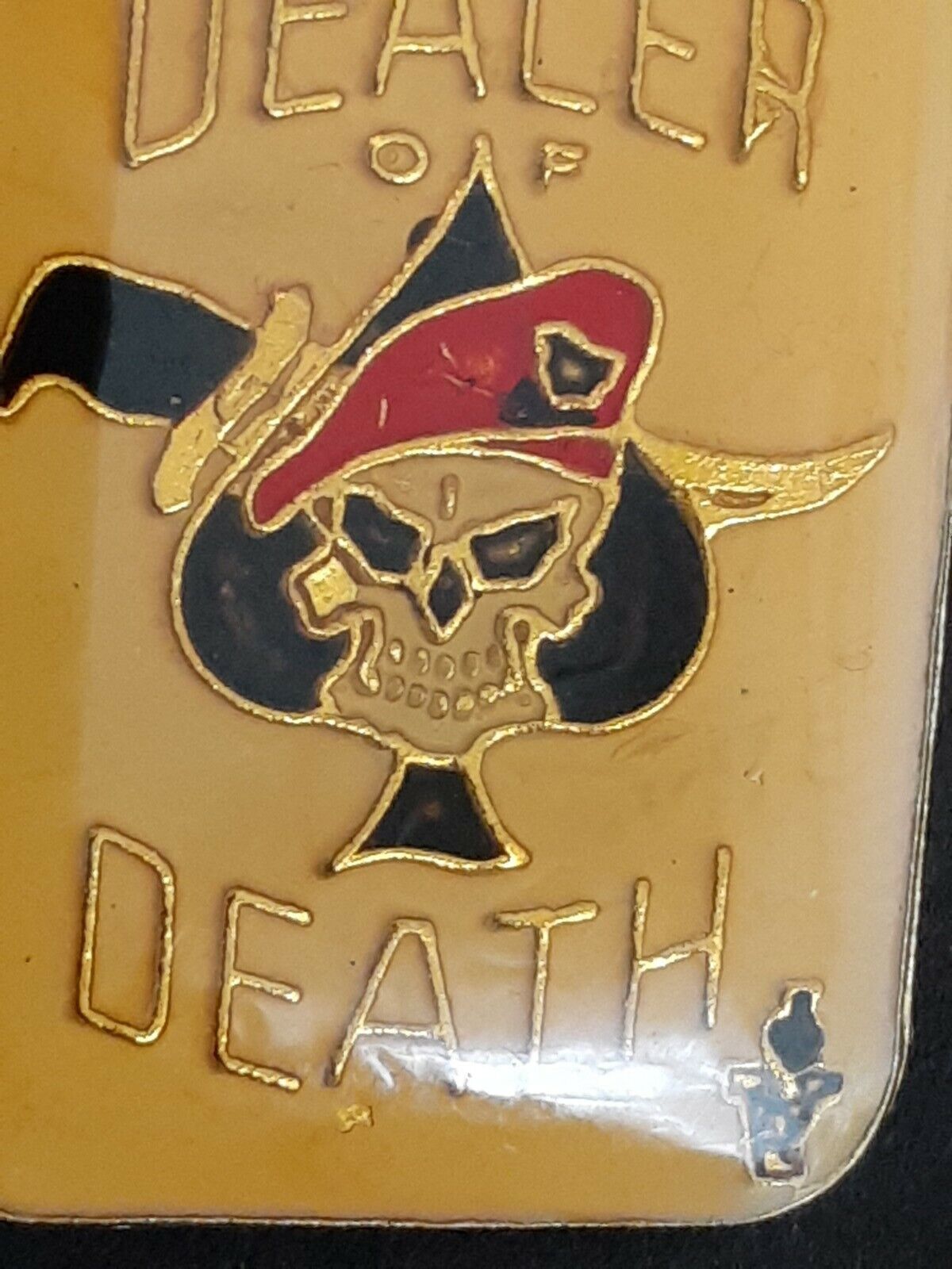 Get 2 Vintage Dealer of Death Ace of Spades Death Card Skull Army Airborne Pins