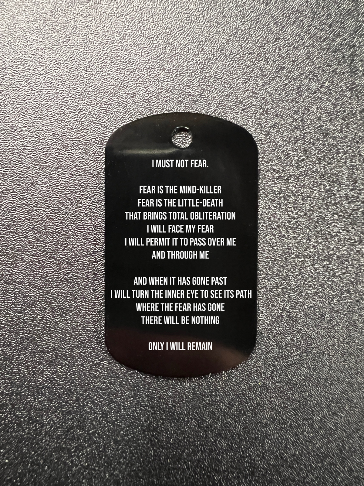 Dune Fear is the Mindkiller Chant Aluminum Dog Tag Laser Etched Multiple Options