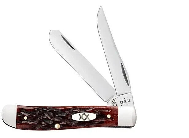 CASE XX JIGGED MAHOGANY BONE MINI TRAPPER POCKET KNIFE #25133