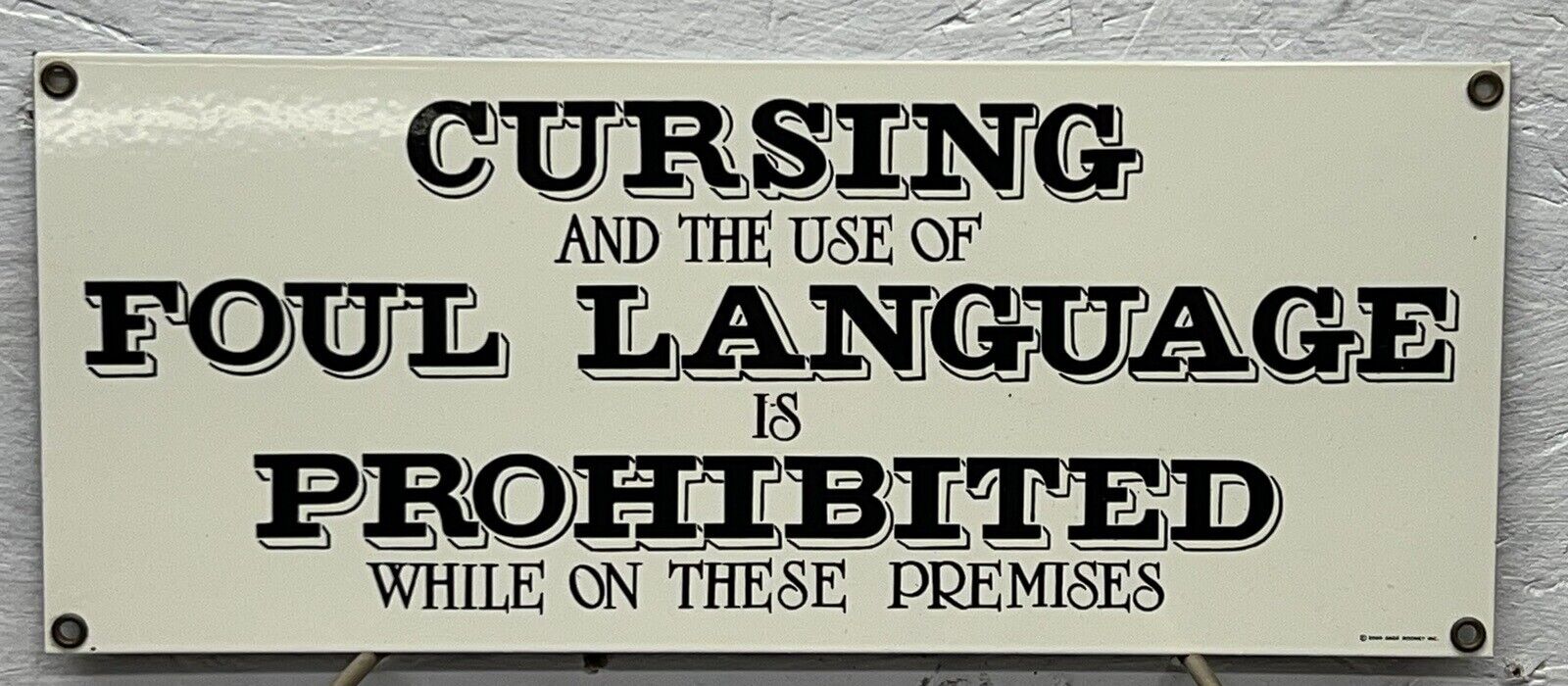 Andy Rooney\'s Porcelain Enameled Advertising Sign No Cursing No Foul Language
