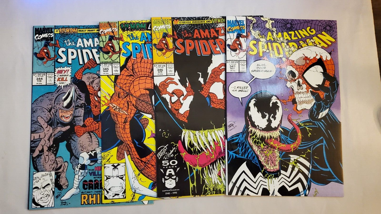 AMAZING SPIDER-MAN #344 345 346 347 MARVEL Comics 1993 4 books 9.0/9.4 ave.