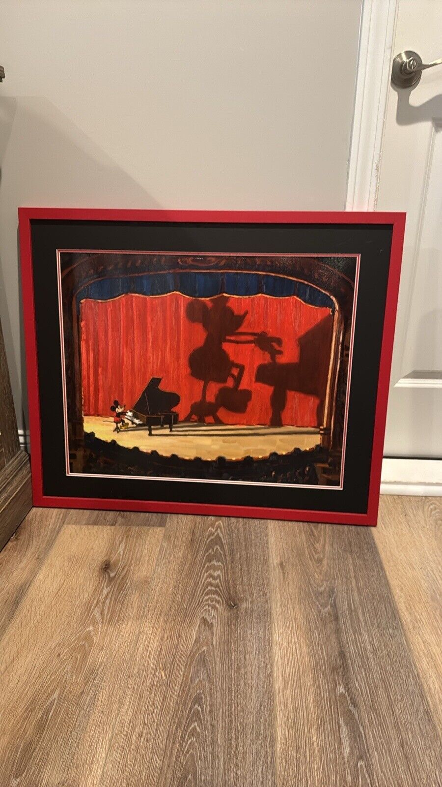 Disney art hand painted Mickey piano concert with Silouhette