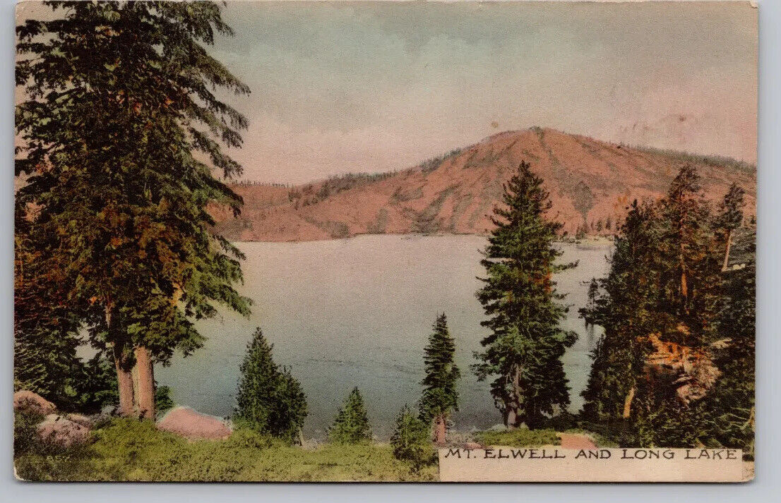 Postcard CA Mt Elwell And Long Lake Plumas Natl Forest Sierra California UNP