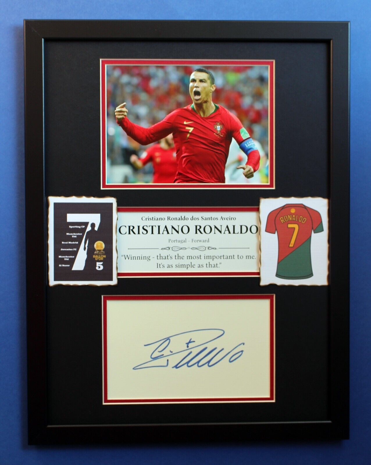 CRISTIANO RONALDO AUTOGRAPH framed artistic display Football Game Changer